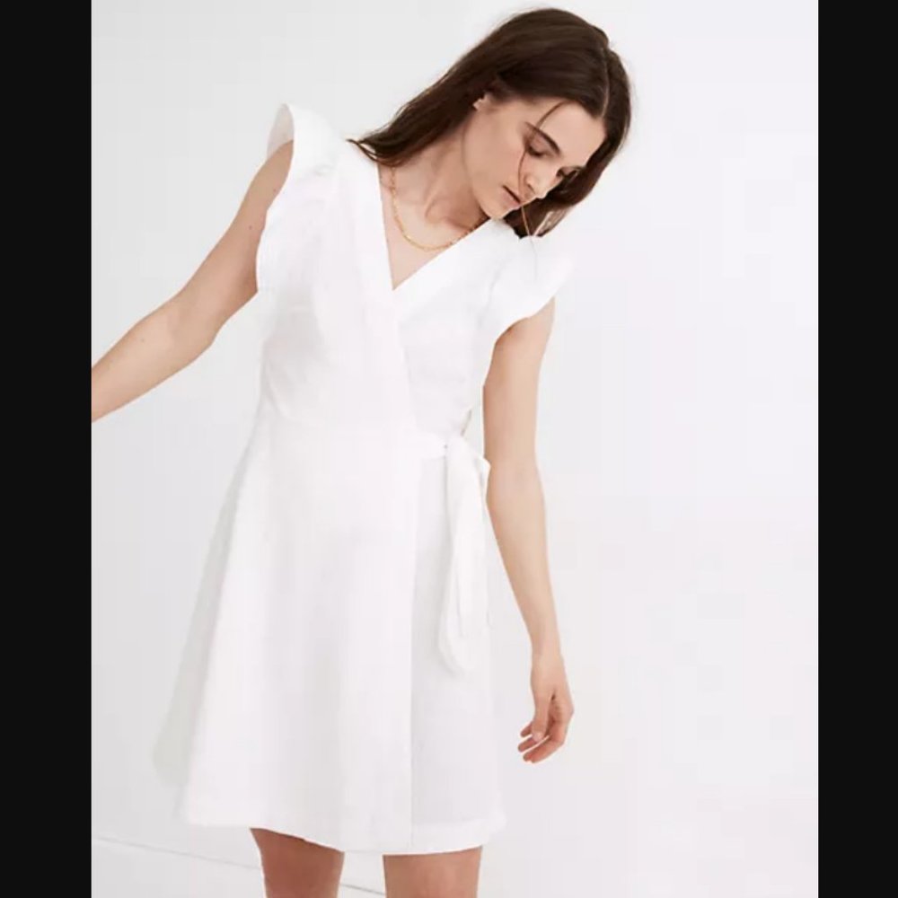Madewell Petite White Wrap Mini Dress